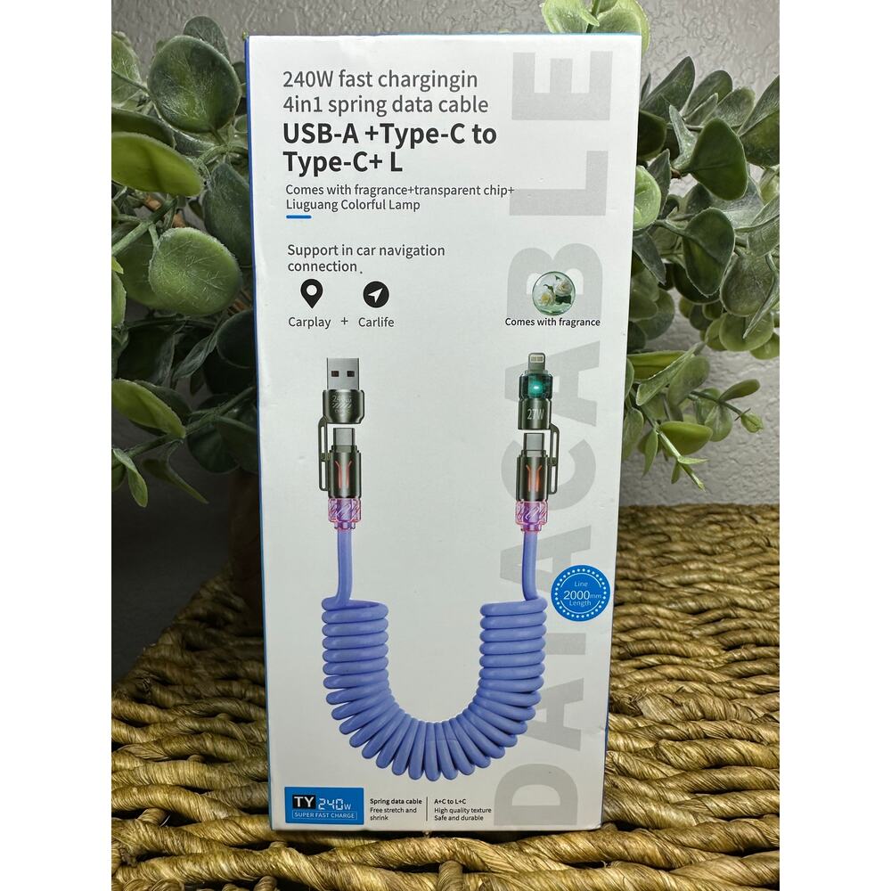 4-in-1 Multi USB Charging‎ Cable, MAX 240W  Fast Charging with USB A+Type C